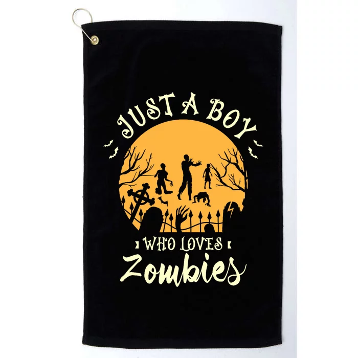 Just A Boy Who Loves Zombies Halloween Fan Funny Halloween Platinum Collection Golf Towel