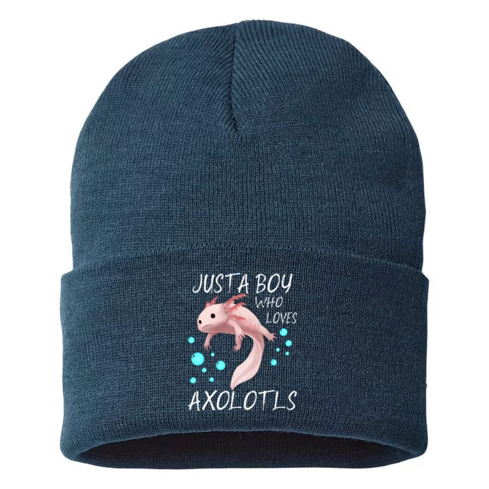 Just A Boy Who Loves Axolotls Sustainable Knit Beanie