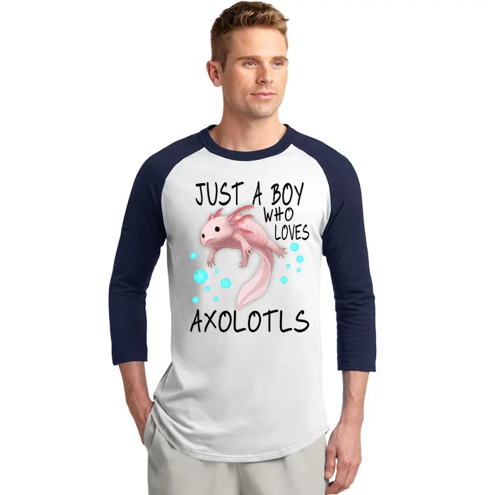 Just A Boy Who Loves Axolotls Baseball Sleeve Shirt