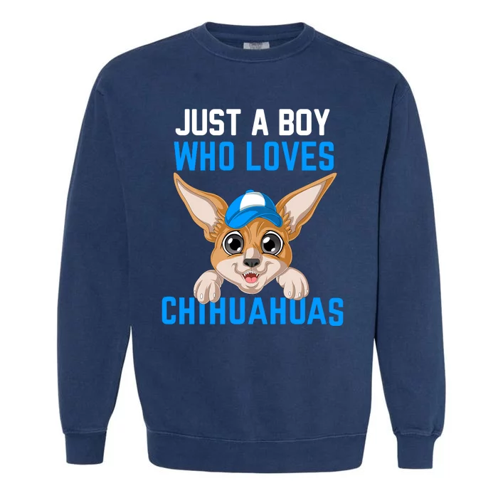 Just A Boy Who Loves Chihuahuas Garment-Dyed Sweatshirt