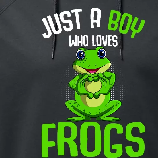 Just A Boy Who Loves Frogs Boy Frog Performance Fleece Hoodie