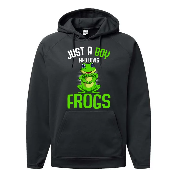 Just A Boy Who Loves Frogs Boy Frog Performance Fleece Hoodie