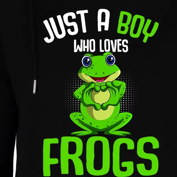 Just A Boy Who Loves Frogs Boy Frog Womens Funnel Neck Pullover Hood