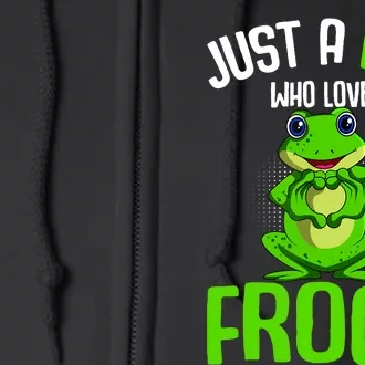 Just A Boy Who Loves Frogs Boy Frog Full Zip Hoodie