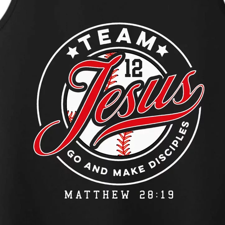 Jesus and Baseball Team Jesus Christian Matthew 2819 Verse Performance Tank