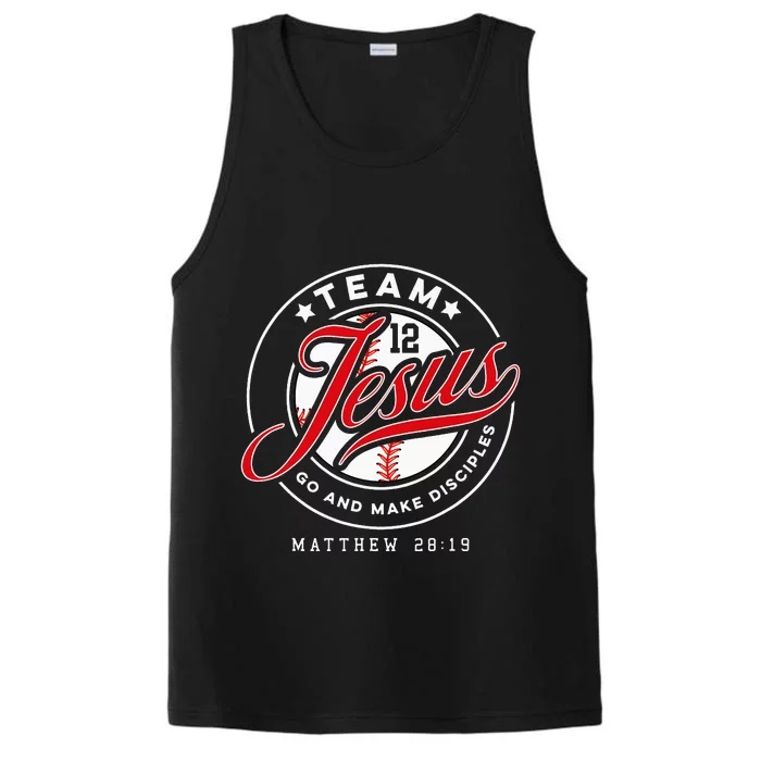 Jesus and Baseball Team Jesus Christian Matthew 2819 Verse Performance Tank