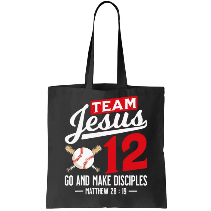 Jesus and Baseball Team Jesus Christian Matthew 2819 Verse Tote Bag