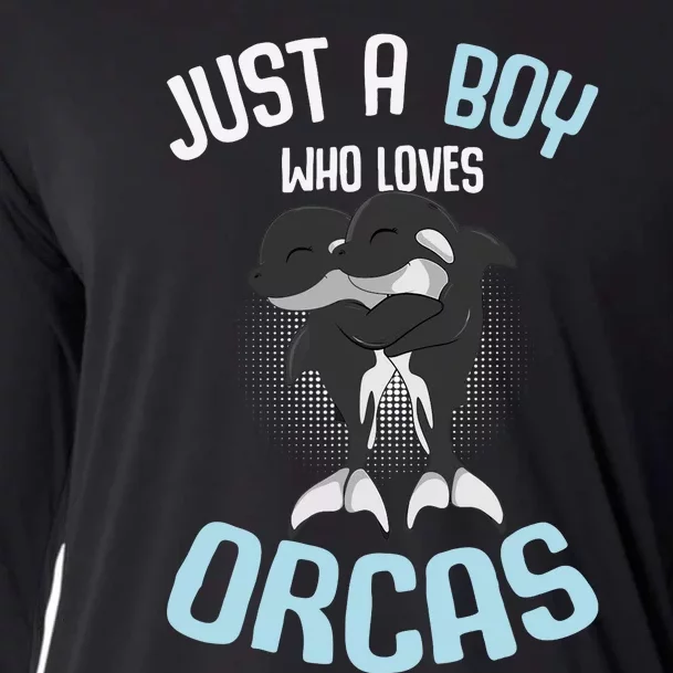 Just A Boy Who Loves Orcas Killer Whale Boys Cooling Performance Long Sleeve Crew