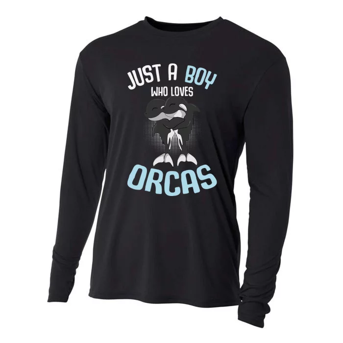 Just A Boy Who Loves Orcas Killer Whale Boys Cooling Performance Long Sleeve Crew