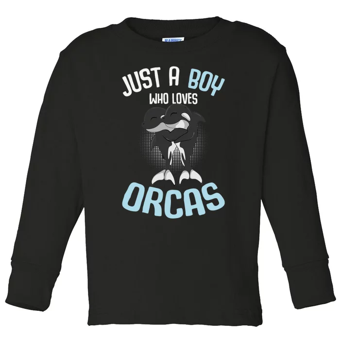 Just A Boy Who Loves Orcas Killer Whale Boys Toddler Long Sleeve Shirt