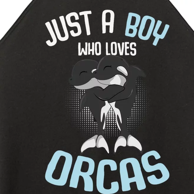 Just A Boy Who Loves Orcas Killer Whale Boys Women’s Perfect Tri Rocker Tank