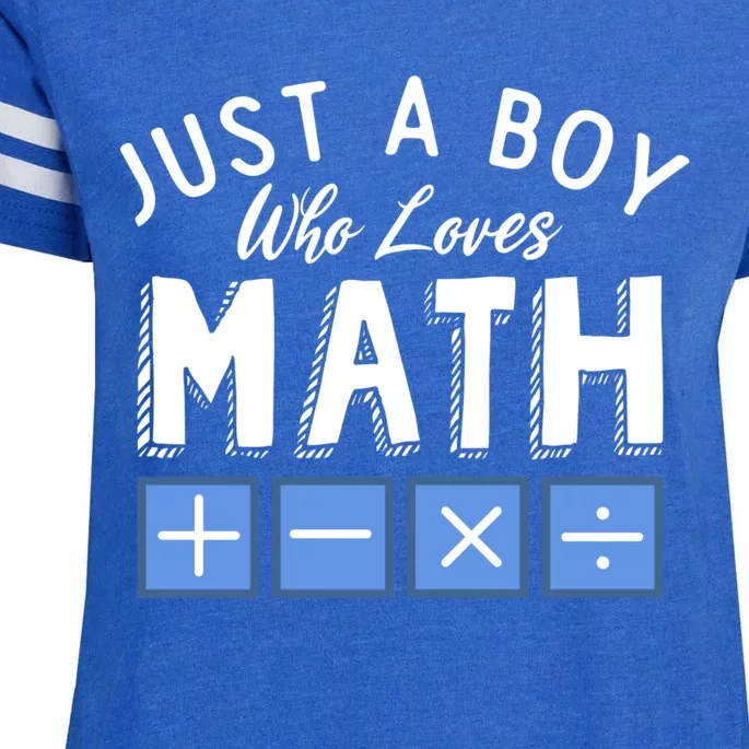 Just A Boy Who Loves Math Algebra Funny Mathematics Enza Ladies Jersey Football T-Shirt