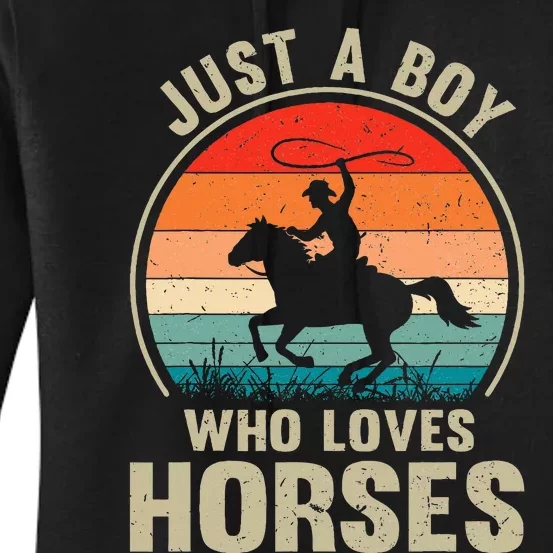 Just A Boy Who Loves Horses Recto Riding Lovers Women's Pullover Hoodie