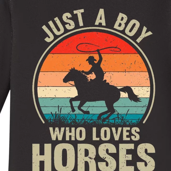 Just A Boy Who Loves Horses Recto Riding Lovers Baby Long Sleeve Bodysuit