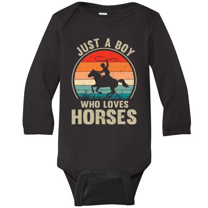 Just A Boy Who Loves Horses Recto Riding Lovers Baby Long Sleeve Bodysuit