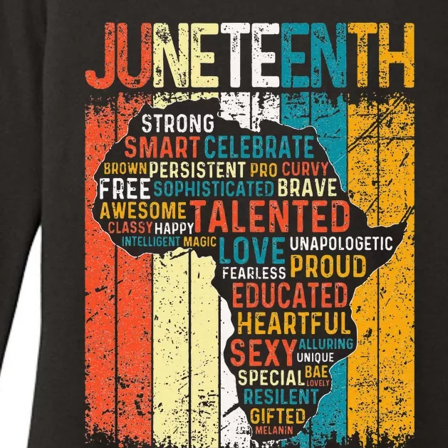 Junenth Ancestors Black African Map American June 19 Flag Womens CVC Long Sleeve Shirt