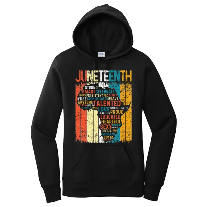 Junenth Ancestors Black African Map American June 19 Flag Women's Pullover Hoodie