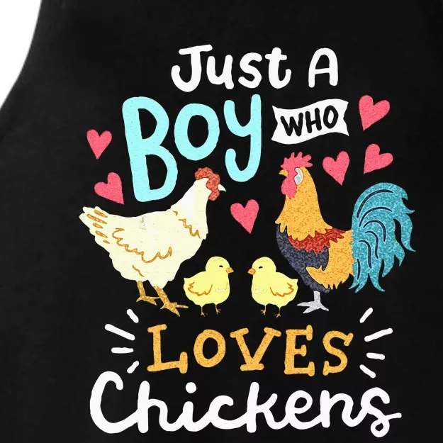 Just A Boy Who Loves Chickens Farm Chicken Ladies Tri-Blend Wicking Tank