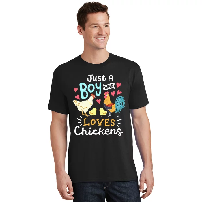 Just A Boy Who Loves Chickens Farm Chicken T-Shirt