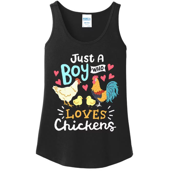 Just A Boy Who Loves Chickens Farm Chicken Ladies Essential Tank