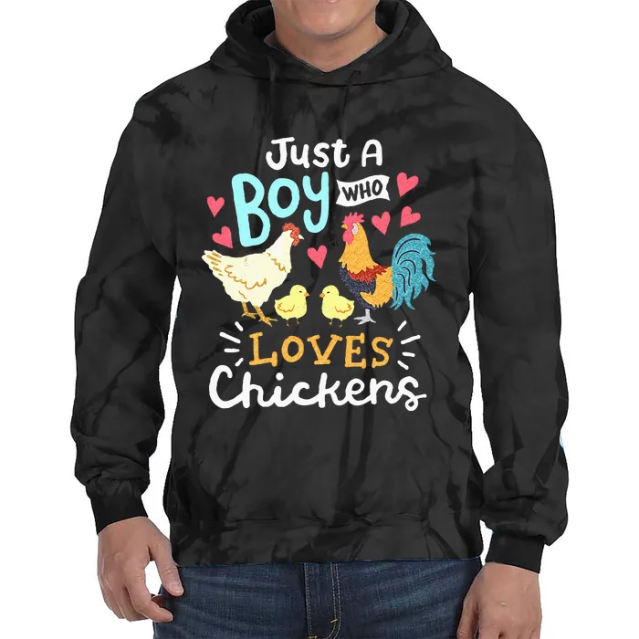 Just A Boy Who Loves Chickens Farm Chicken Tie Dye Hoodie