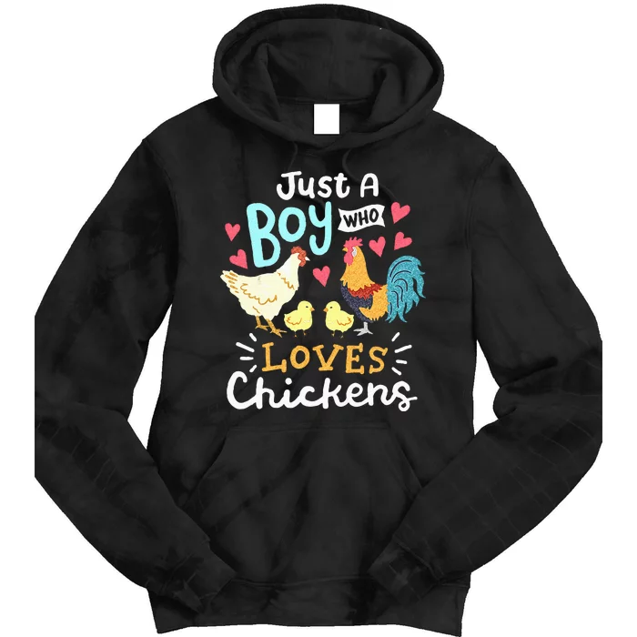 Just A Boy Who Loves Chickens Farm Chicken Tie Dye Hoodie