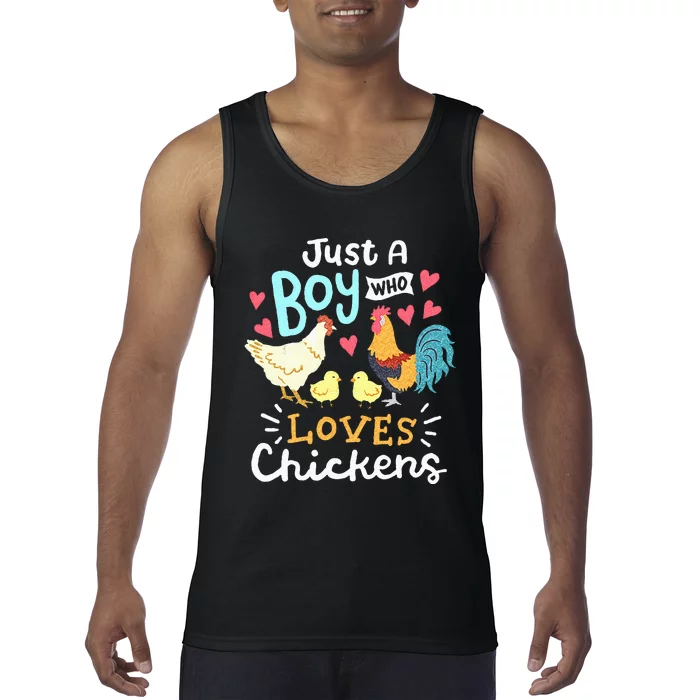 Just A Boy Who Loves Chickens Farm Chicken Tank Top