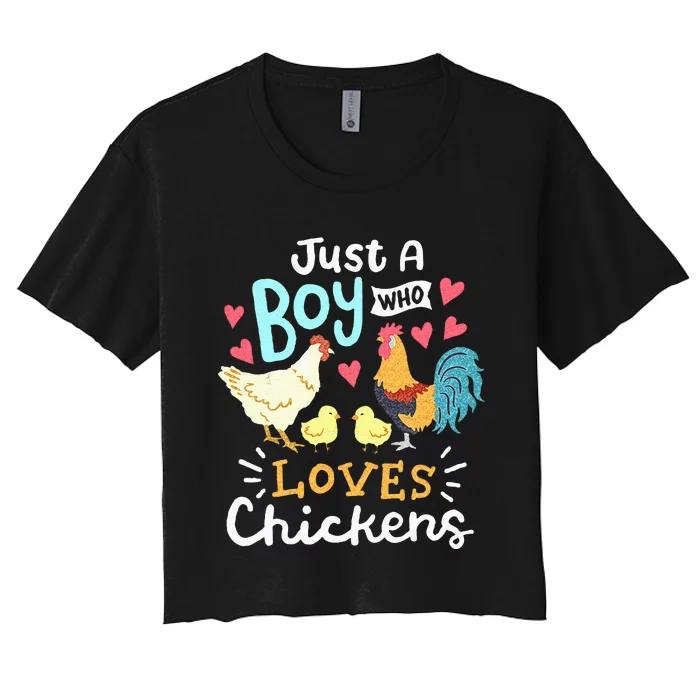 Just A Boy Who Loves Chickens Farm Chicken Women's Crop Top Tee