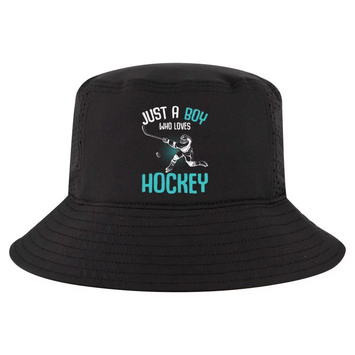 Just A Boy Who Loves Hockey Player Ice Hockey Cool Comfort Performance Bucket Hat