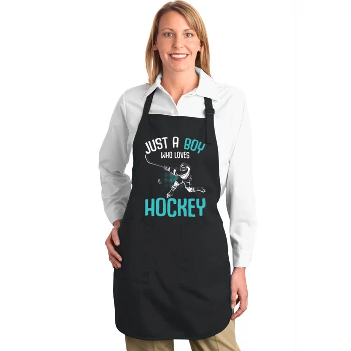 Just A Boy Who Loves Hockey Player Ice Hockey Full-Length Apron With Pocket