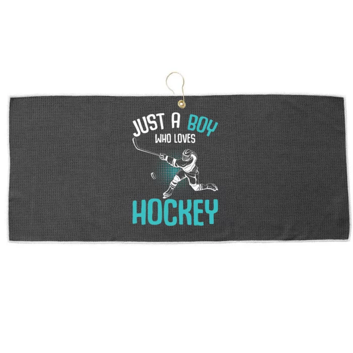 Just A Boy Who Loves Hockey Player Ice Hockey Large Microfiber Waffle Golf Towel