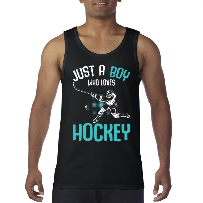 Just A Boy Who Loves Hockey Player Ice Hockey Tank Top