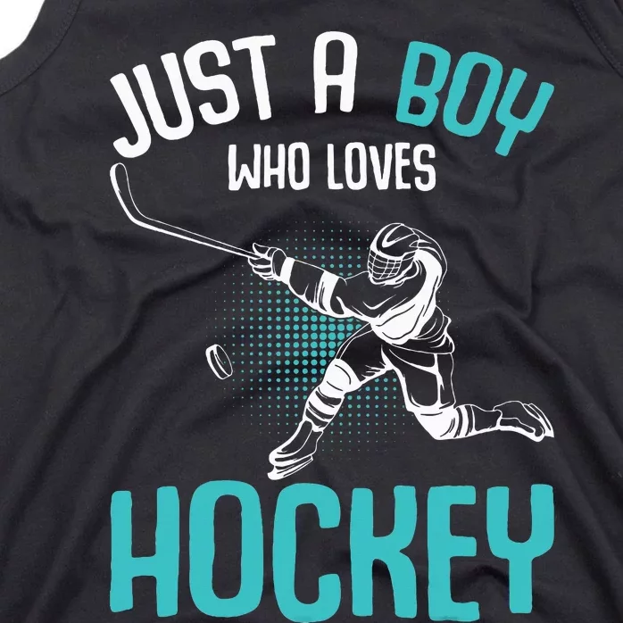 Just A Boy Who Loves Hockey Player Ice Hockey Tank Top