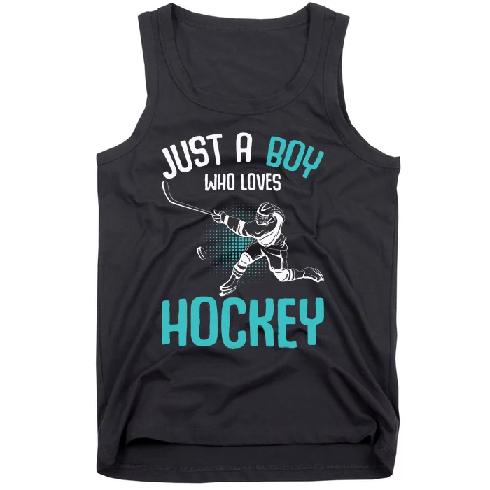 Just A Boy Who Loves Hockey Player Ice Hockey Tank Top