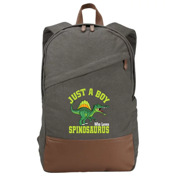 Just A Boy Who Loves Spinosaurus I Spinosaurus Cotton Canvas Backpack