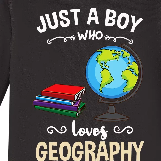 Just A Boy Who Loves Geography Baby Long Sleeve Bodysuit