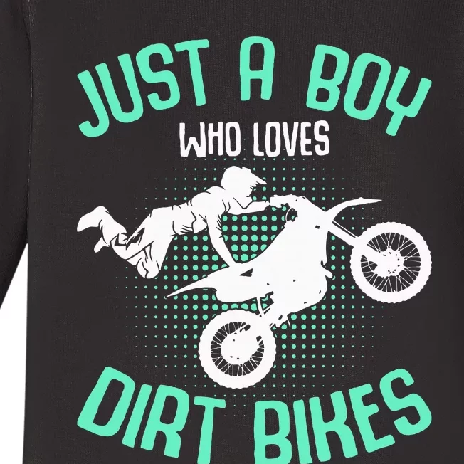 Just A Boy Who Loves Dirt Bikes Motocross Enduro Dirt Biking Baby Long Sleeve Bodysuit