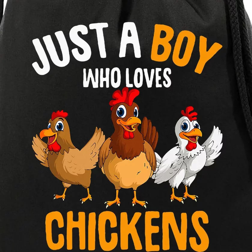 Just A Boy Who Loves Chickens Drawstring Bag