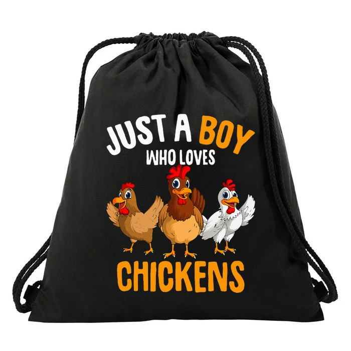 Just A Boy Who Loves Chickens Drawstring Bag