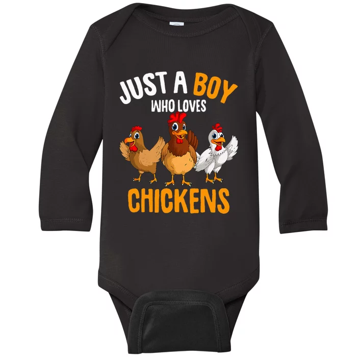 Just A Boy Who Loves Chickens Baby Long Sleeve Bodysuit