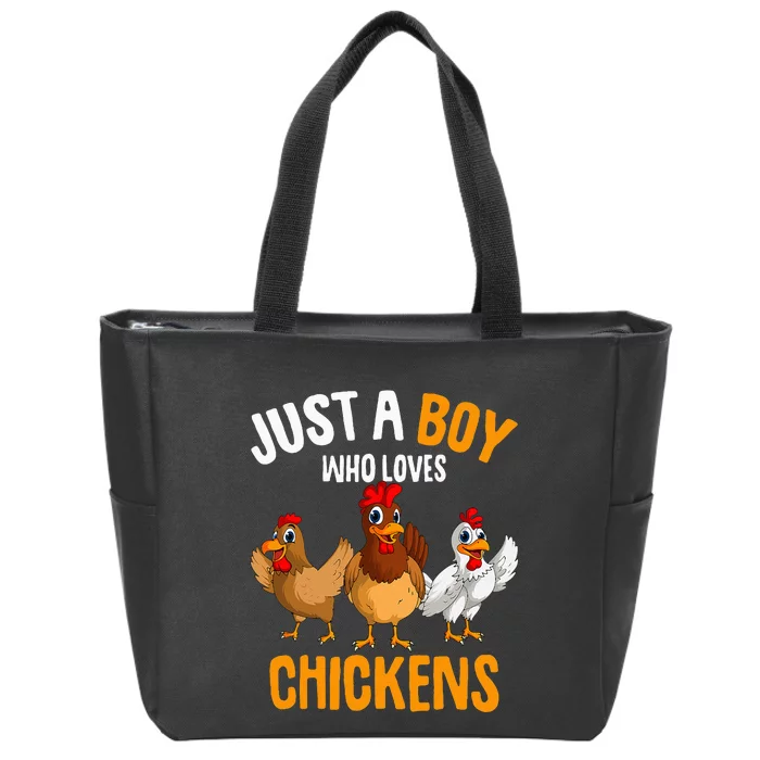 Just A Boy Who Loves Chickens Zip Tote Bag