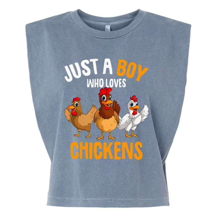 Just A Boy Who Loves Chickens Garment-Dyed Women's Muscle Tee