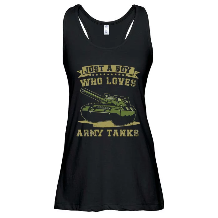 Just A Boy Who Loves Army Tanks Military Ww2 Tanks Ladies Essential Flowy Tank