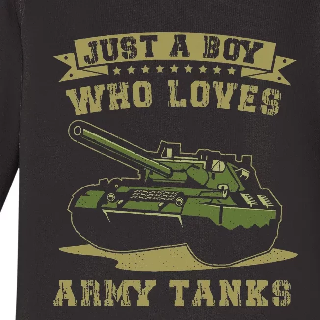 Just A Boy Who Loves Army Tanks Military Ww2 Tanks Baby Long Sleeve Bodysuit