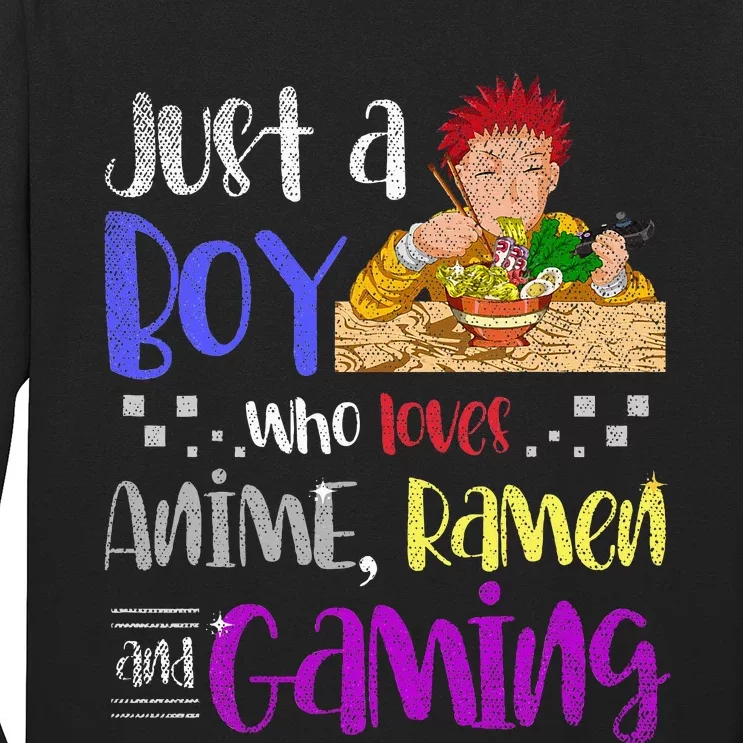 Just A Boy Who Loves Anime Ramen And Gaming Gamer Long Sleeve Shirt