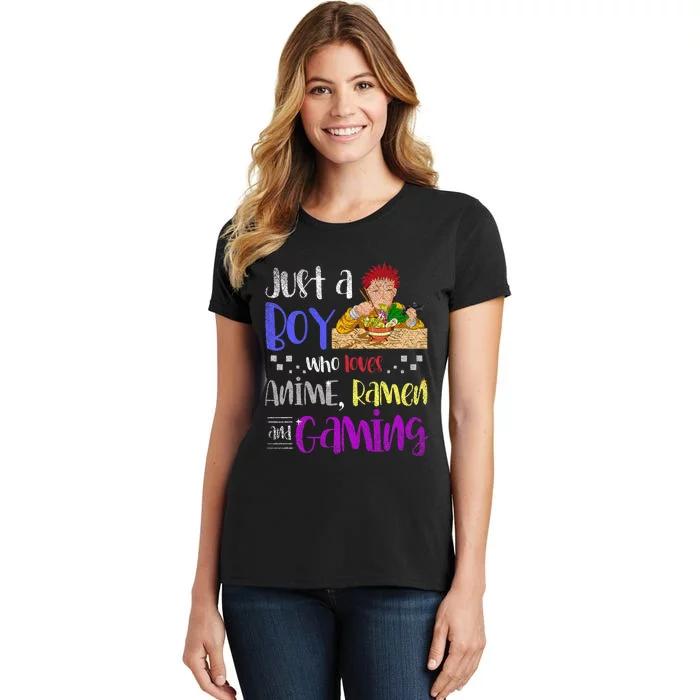 Just A Boy Who Loves Anime Ramen And Gaming Gamer Women's T-Shirt