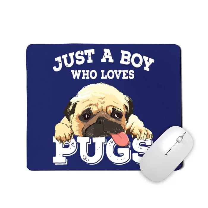 Just A Boy Who Loves Pugs Funny Pug Lover Gift For Boy Mousepad