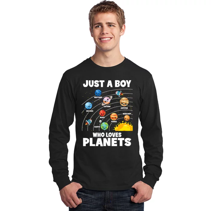 Just A Boy Who Loves Planets Solar System Astrology Space Long Sleeve Shirt