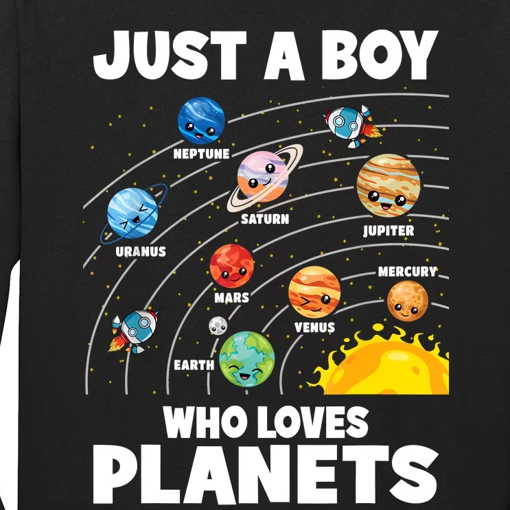 Just A Boy Who Loves Planets Solar System Astrology Space Long Sleeve Shirt