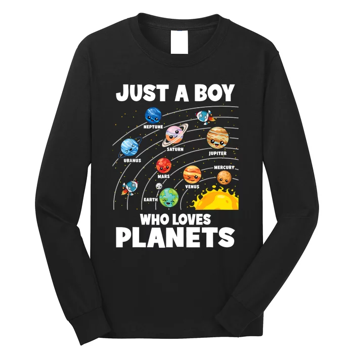 Just A Boy Who Loves Planets Solar System Astrology Space Long Sleeve Shirt